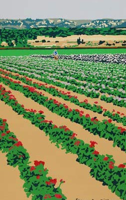 California Flower Fields limited edition serigraph silkscreen by Steven Ray Miller Durham NC artist