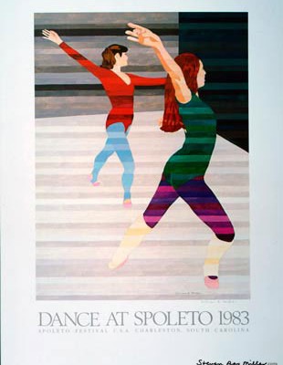 Dance at Spoleto 1983 limited edition lithograph by Steven ray Miller Durham NC artist