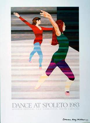 Dance at Spoleto 1983 limited edition lithograph by Steven ray Miller Durham NC artist