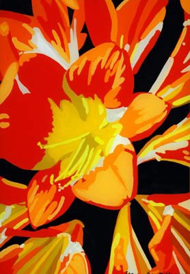 Day Lilies original 3-D acrylic painting on glass by Steven Ray Miller Durham NC artist