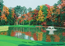 Duke Golf Course Hole No 12 limited edition lithograph by Steven Ray Miller Durham NC artist