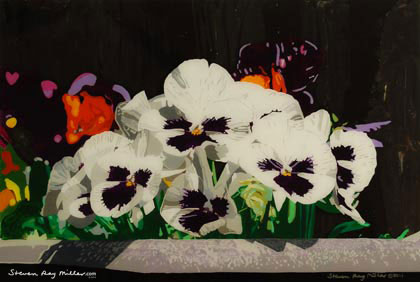 First Day of Spring original 3-D acrylic painting on glass by Steven Ray Miller Durham NC artist