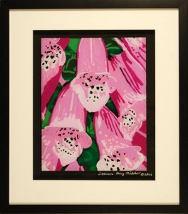 Foxglove original 3-D acrylic painting on glass by Steven Ray Miller Durham NC artist