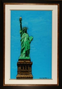 Statue of Liberty original 3-D acrylic painting on glass by Steven Ray Miller Durham NC artist