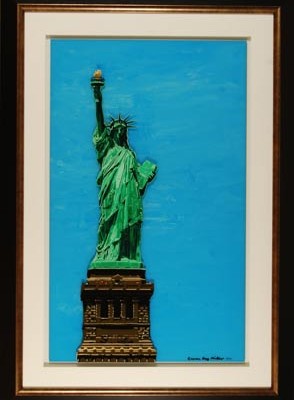 Statue of Liberty original 3-D acrylic painting on glass by Steven Ray Miller Durham NC artist